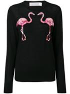 Victoria Victoria Beckham Flamingo Embroidered Sweater - Black