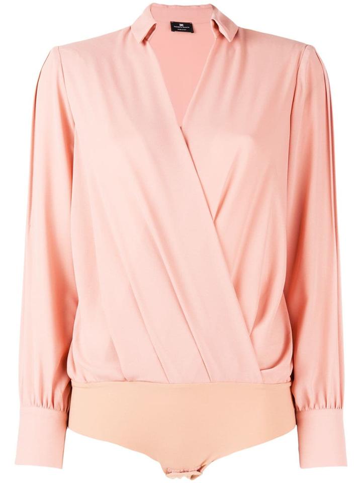 Elisabetta Franchi Wrap Long-sleeve Bodysuit - Pink & Purple