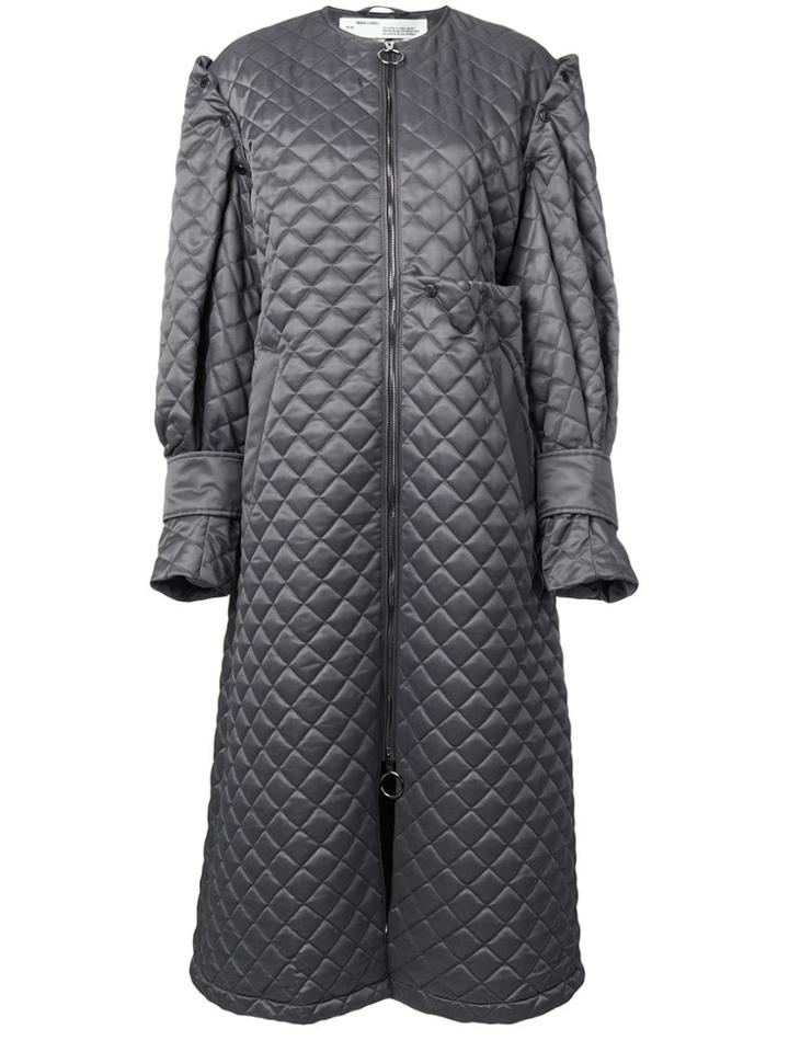 Off-white Quilted Long Coat - Grey