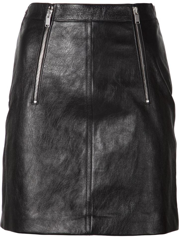 Saint Laurent Leather Mini Skirt, Women's, Size: 40, Black, Silk/lamb Skin