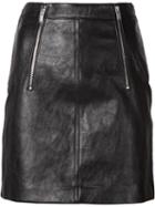 Saint Laurent Leather Mini Skirt, Women's, Size: 40, Black, Silk/lamb Skin