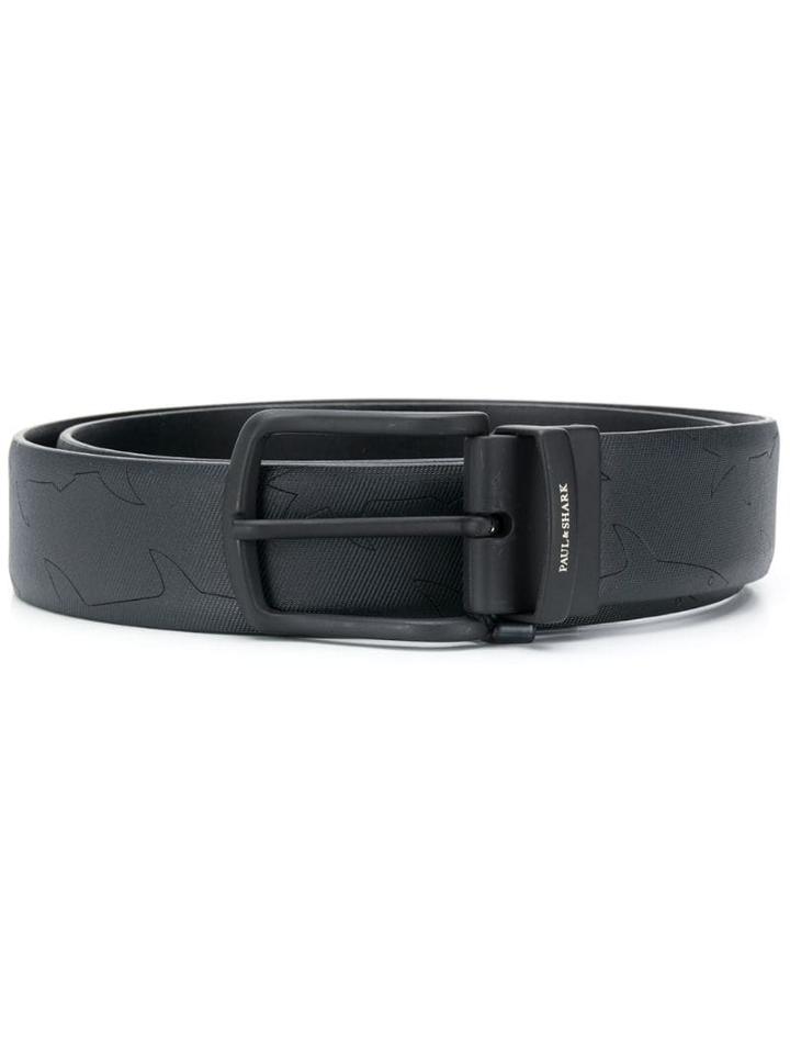 Paul & Shark Embossed Leather Belt - Blue
