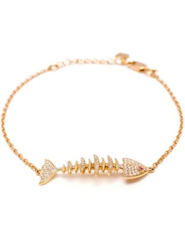 Kamushki Diamond And Sapphire Fish Bone Bracelet, Women's, Metallic