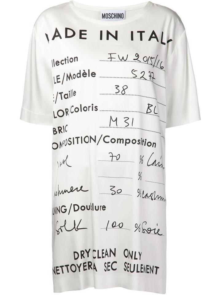Moschino Composition Sheet T-shirt, Women's, Size: 42, White, Acetate/rayon