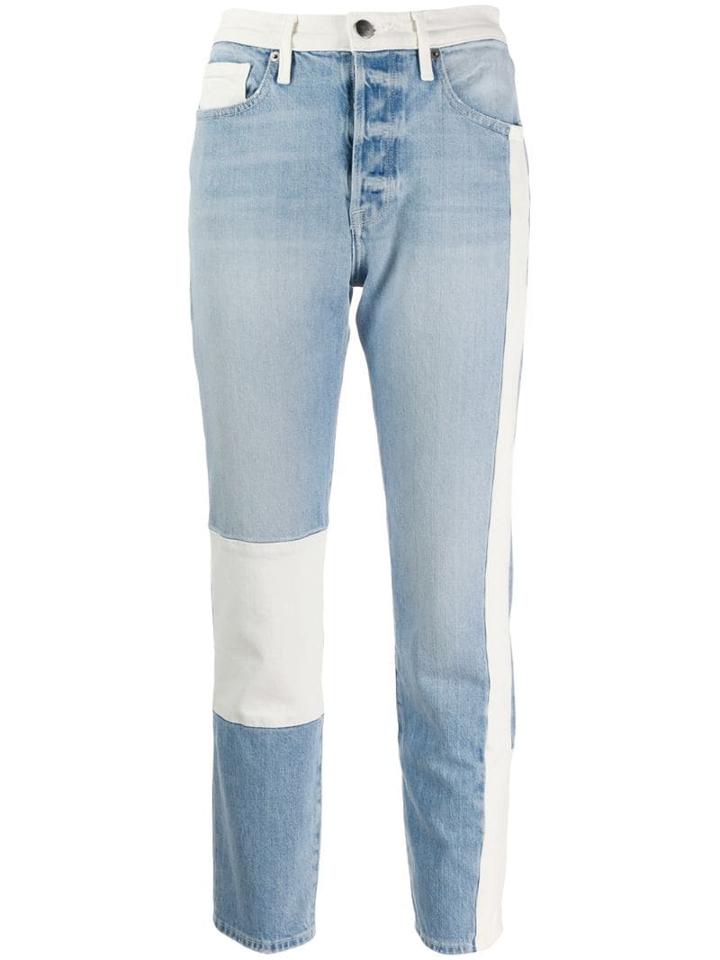 Frame Le Original Colour Block Cropped Jeans - Blue