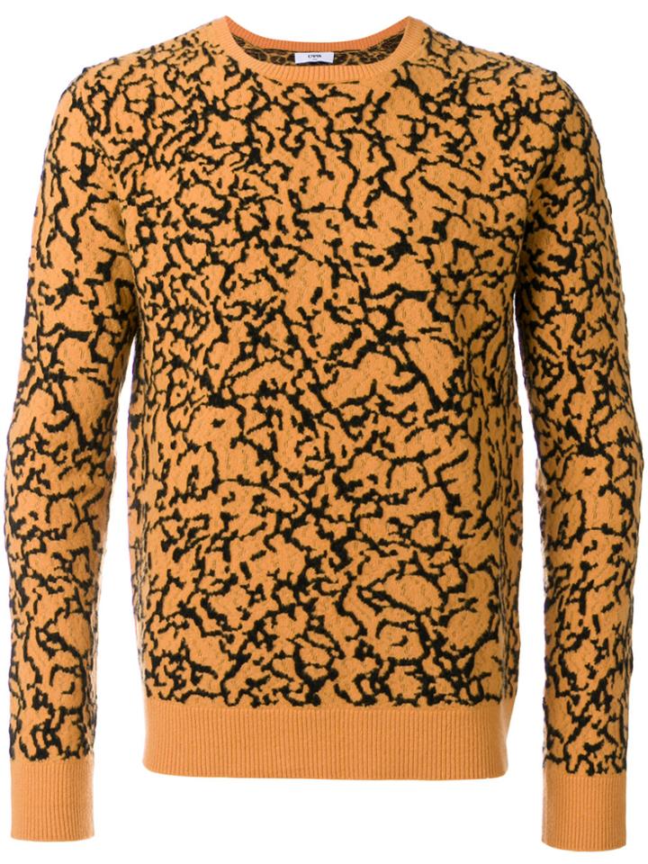 Cmmn Swdn Patterned Crew Neck Jumper - Yellow & Orange