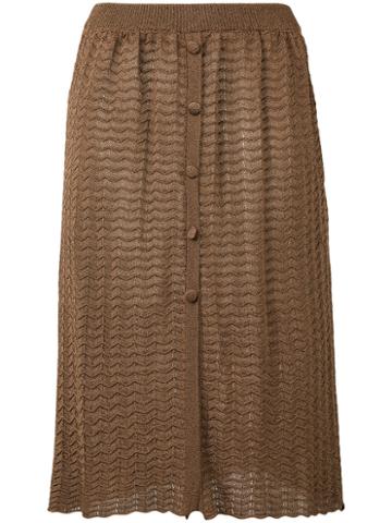 D'enia - Textured Knit Skirt - Women - Nylon/polyester/acetate - L, Brown, Nylon/polyester/acetate