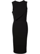 Victoria Beckham Drape Detail Fitted Dress, Women's, Size: 10, Black, Silk/cotton/wool