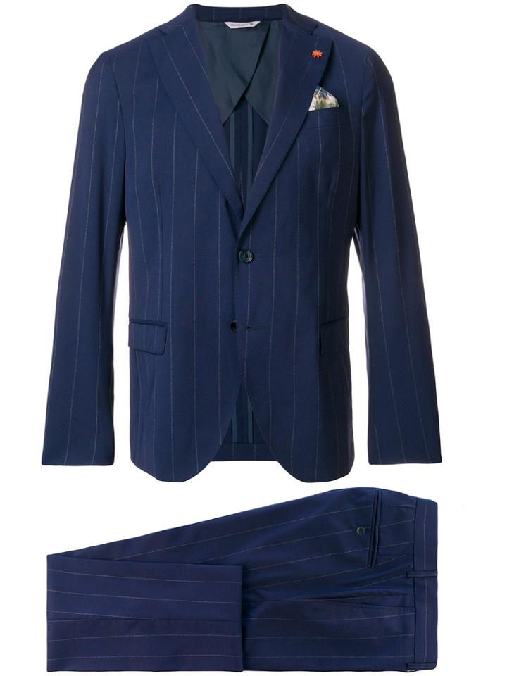 Manuel Ritz Pinstriped Two-piece Suit - Blue