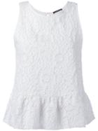 Odeeh Floral Pattern Ruffled Tank, Women's, Size: 36, White, Silk/cotton/polyamide