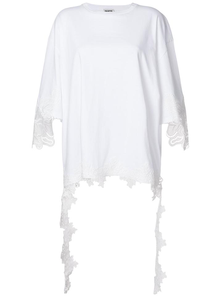Fausto Puglisi Lace Trim Oversized T-shirt - White