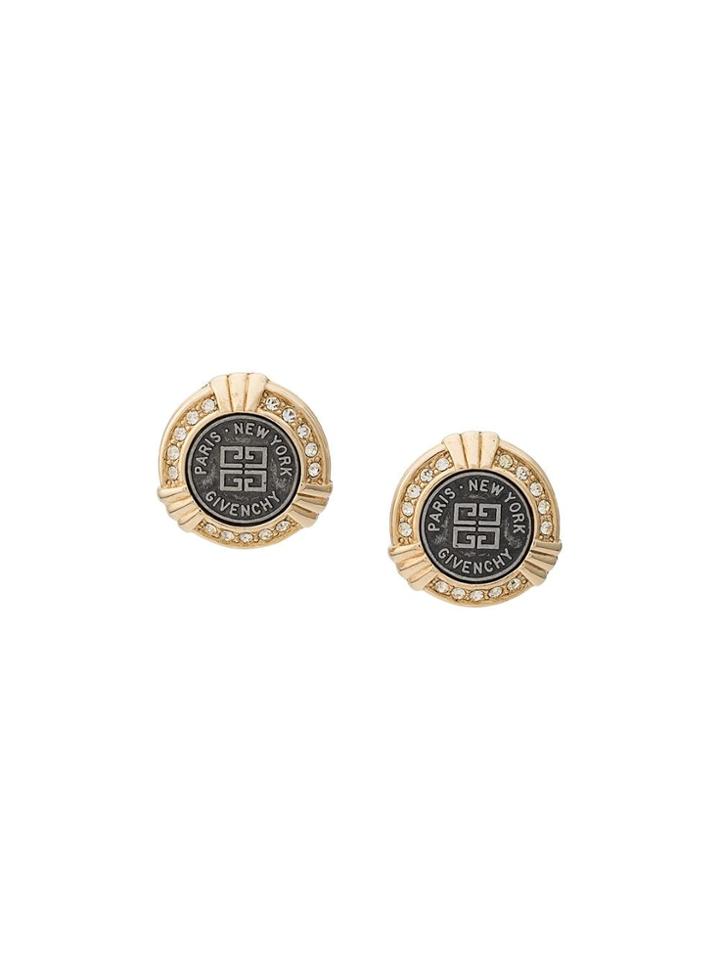 Givenchy Vintage 1980's Art-deco Style Earrings - Gold