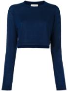 Le Kasha 'hawai' Cropped Jumper, Women's, Size: Medium, Blue, Cashmere