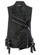 Ann Demeulemeester Sleeveless Biker Jacket, Women's, Size: 36, Black, Cotton/leather/rayon