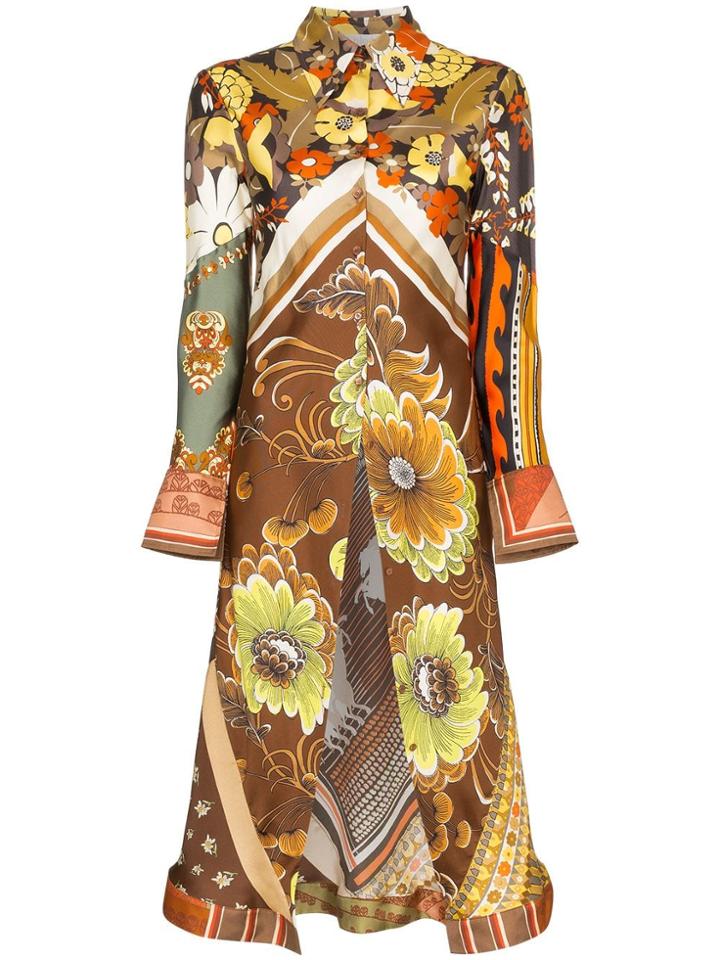 Chloé Floral-print Open-front Silk Shirt - 8za Multicolor Orange 1