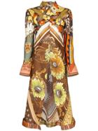 Chloé Floral-print Open-front Silk Shirt - 8za Multicolor Orange 1