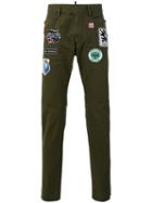 Dsquared2 Patch Embellished Trousers, Men's, Size: 52, Green, Cotton