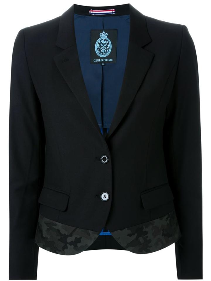 Guild Prime Camouflage Detail Blazer, Women's, Size: 36, Black, Cotton/cupro/polyester/rayon