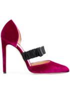 Chloe Gosselin Bow Strap Pointed Pumps - Pink & Purple