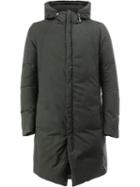 Masnada - Hooded Padded Coat - Men - Cotton/linen/flax/polyamide/feather - 52, Grey, Cotton/linen/flax/polyamide/feather