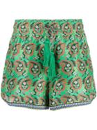 Etro - Paisley Print Shorts - Women - Silk/polyester/acetate - 46, Green, Silk/polyester/acetate