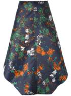 Cédric Charlier Asymmetric Floral Print Skirt, Women's, Size: 42, Blue, Polyester/acetate/rayon