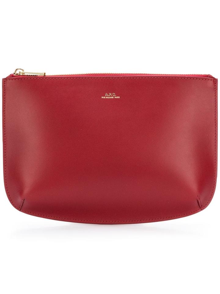 A.p.c. Calf Leather Clutch - Red