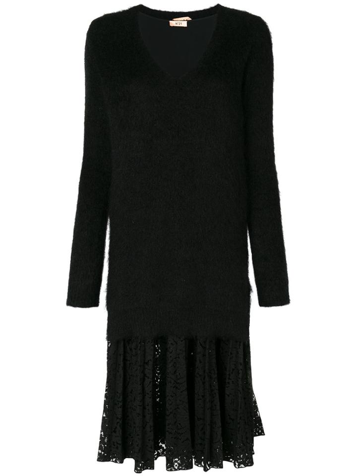 No21 Lace-panelled Knit Dress - Black