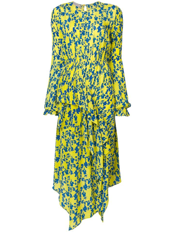 Preen Line Eden Botanical Print Ruffle Dress - Yellow & Orange