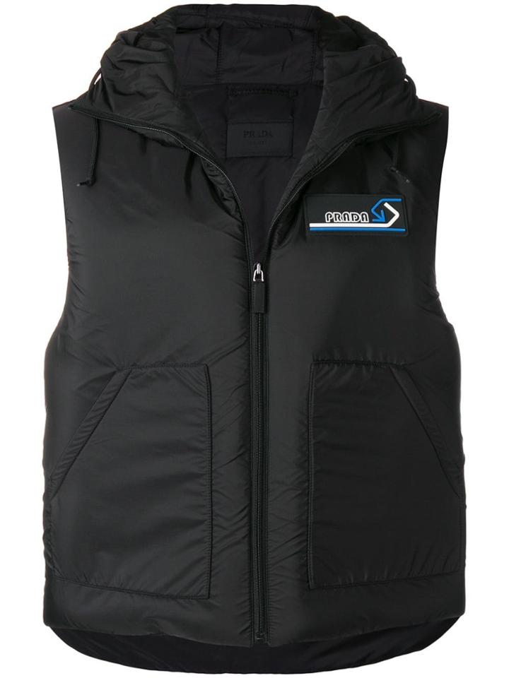 Prada Hooded Zip Gilet - Black