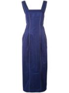 Derek Lam Square Neck Cotton Twill Cami Dress With Pegged Hem - Blue