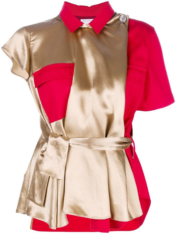 Sacai Belted Short-sleeve Blouse - Metallic