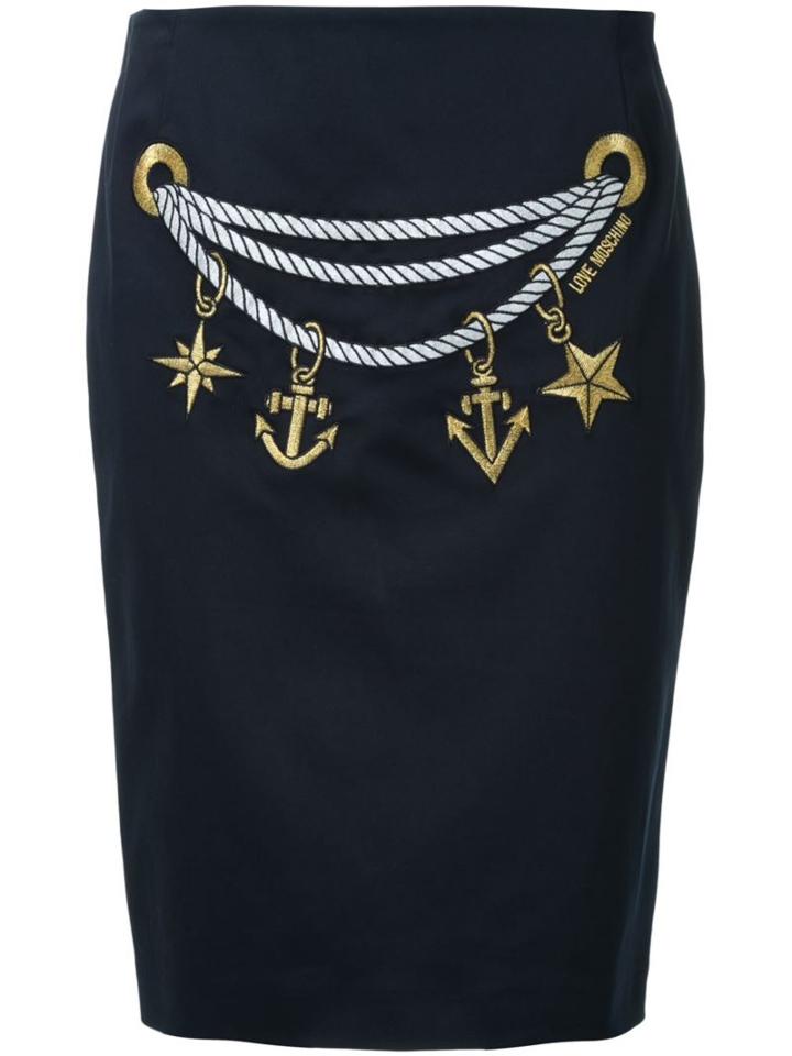 Love Moschino Chain Print Straight Skirt