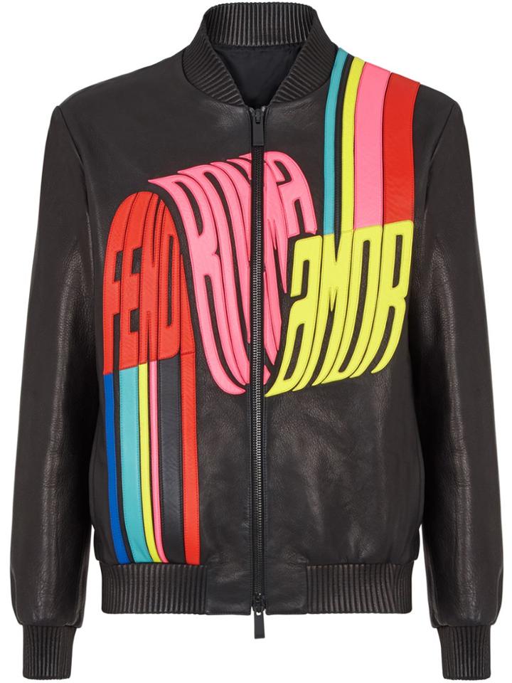 Fendi Wave Logo Bomber Jacket - Black