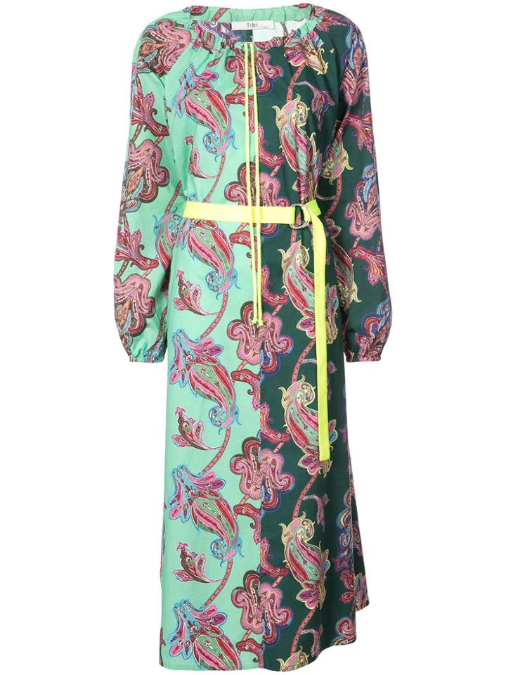 Tibi Paisley Print Shift Dress - Green