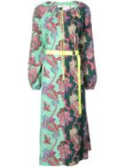 Tibi Paisley Print Shift Dress - Green