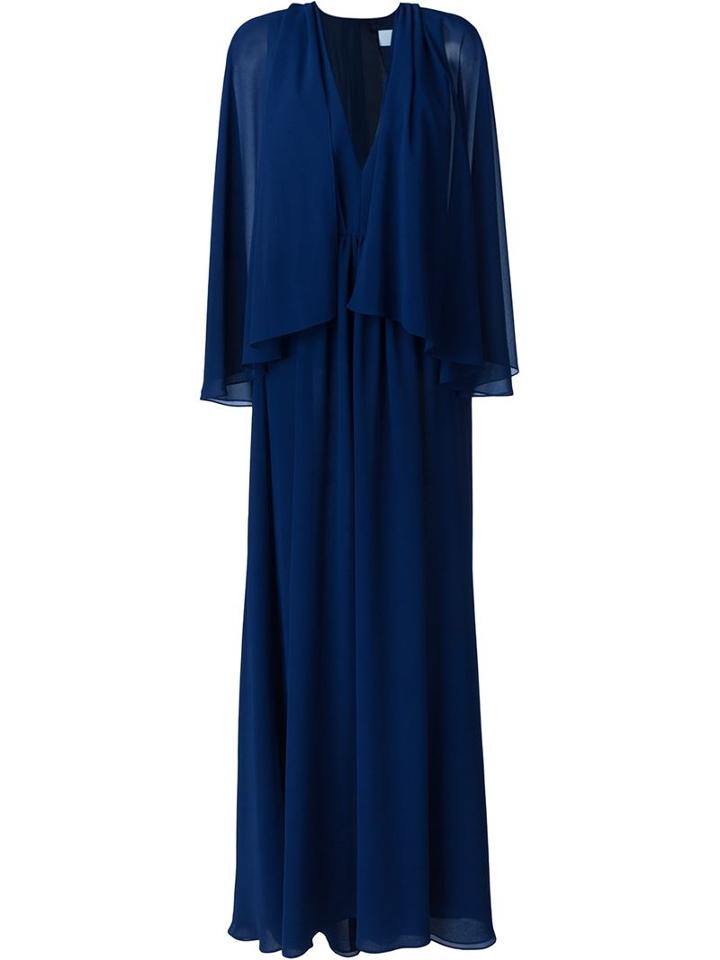 Msgm Tulle Pleated Cape Dress, Women's, Size: 42, Blue, Polyester