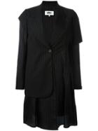 Mm6 Maison Margiela Deconstructed Pinstriped Coat, Women's, Size: 44, Black, Cupro/viscose/wool