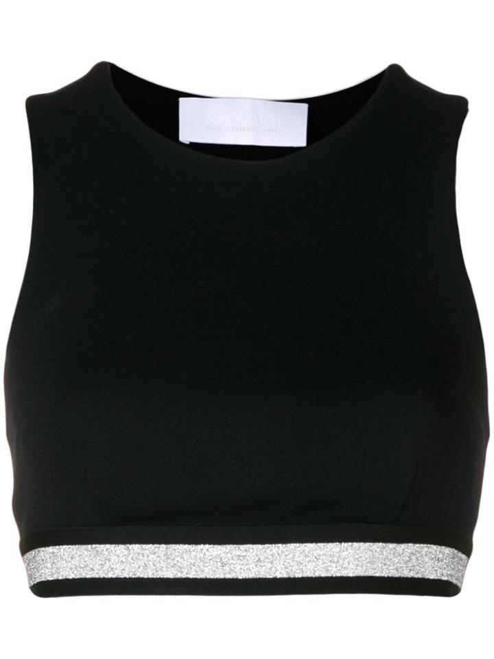 No Ka' Oi Glitter Stripe Crop Top - Black