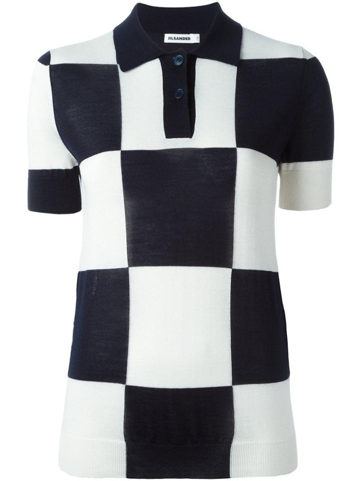 Jil Sander Checked Polo Shirt - Blue