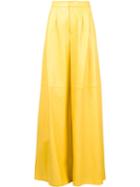 Adam Lippes Wide Pleat Front Trousers, Women's, Size: 0, Yellow/orange, Lamb Skin