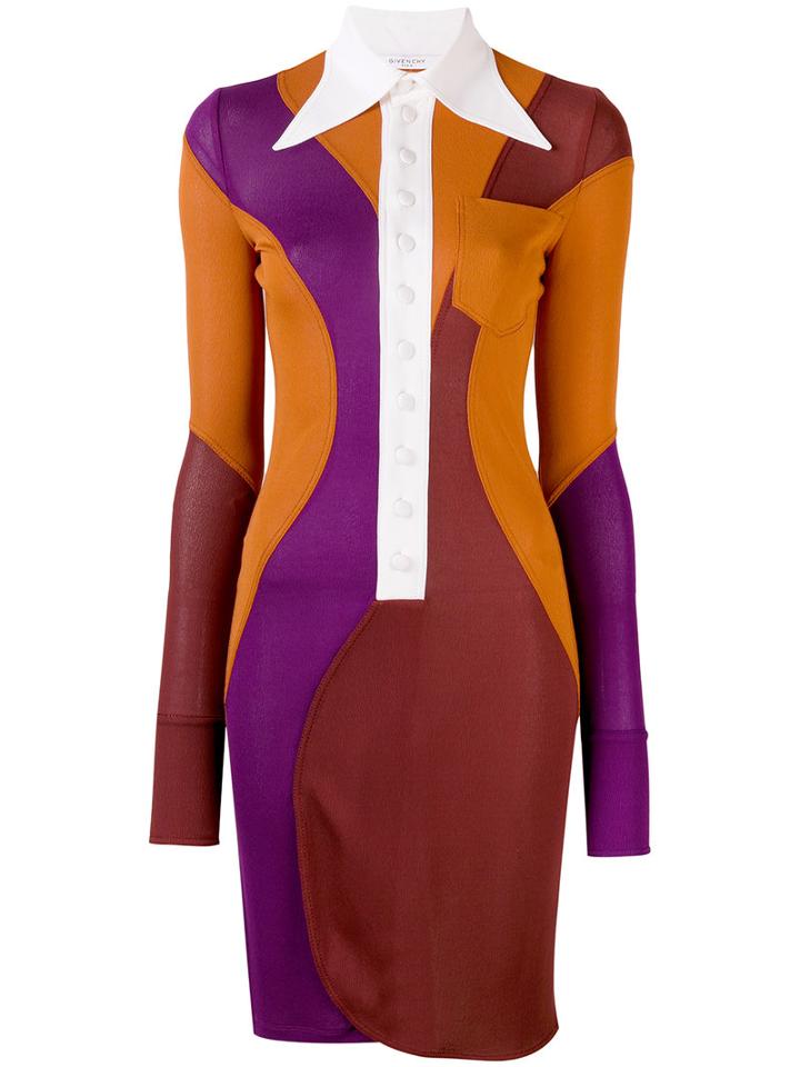 Givenchy - Colour Block Shirt Dress - Women - Viscose - 36, Women's, Brown, Viscose