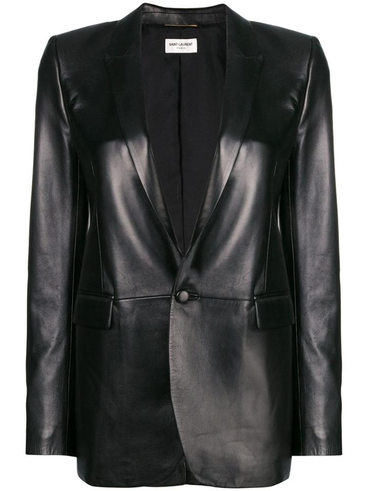 Saint Laurent Leather Blazer - Black