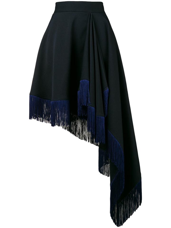 Calvin Klein 205w39nyc Asymmetric Fringe Hem Skirt - Blue