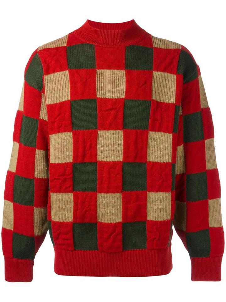 Issey Miyake Vintage Checked Jumper, Men's, Size: Small, Red