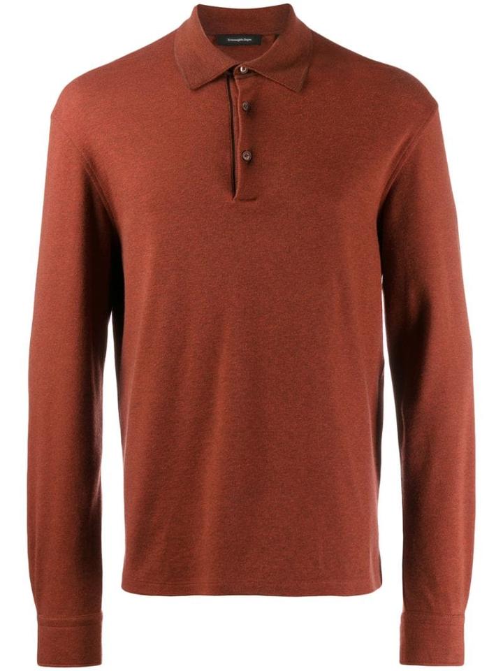 Ermenegildo Zegna Longsleeved Polo Shirt - Orange