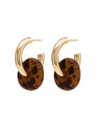 Beaufille Yellow Gold-plated And Brown Yang Circle Hoop Earrings