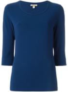 Burberry Brit 'house Check' Cuffs T-shirt, Women's, Size: Xs, Blue, Cotton/spandex/elastane
