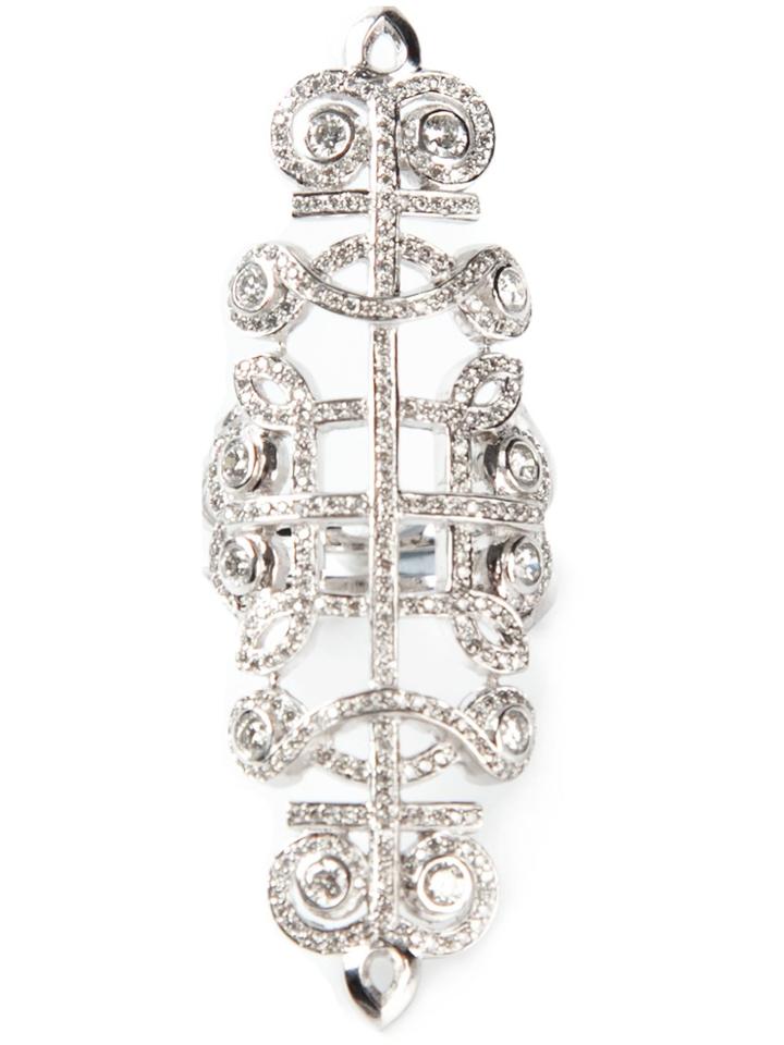 Nikos Koulis Pavé Diamond Embellished Ring - Metallic