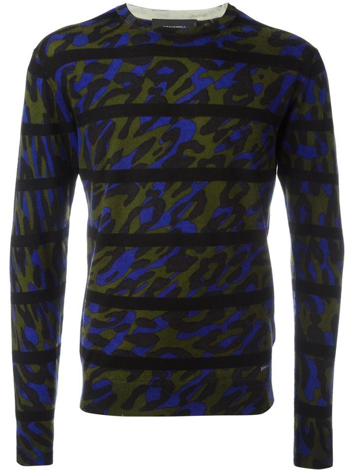 Dsquared2 Striped Zebra Print Jumper, Men's, Size: Xxl, Black, Wool